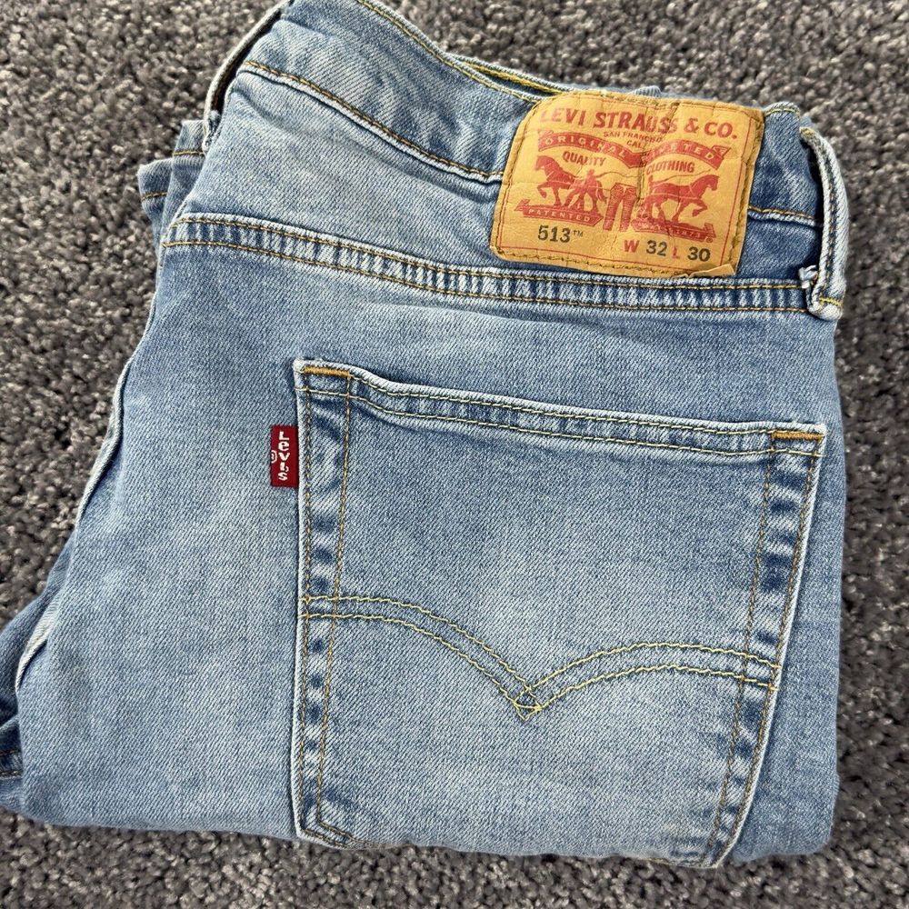Levi's Jeans Men's 32x30 Blue 513 Slim Fit Straight Cut Stretch Denim Light Wash